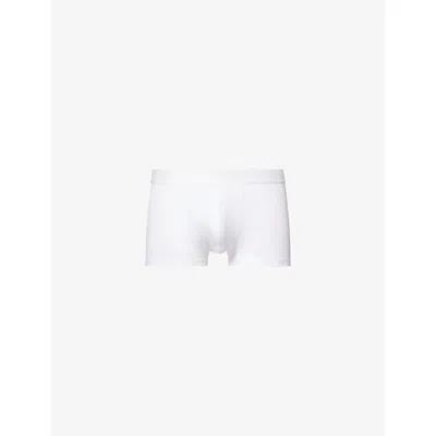 Sunspel Mens White Branded Mid-rise Stretch-woven Trunks