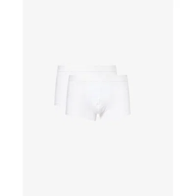 Sunspel Mens  Branded-waistband 3-pack Stretch-cotton Trunks In White