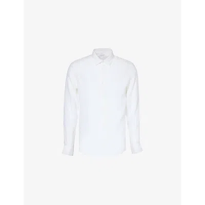 Sunspel Long-sleeve Linen Shirt In White