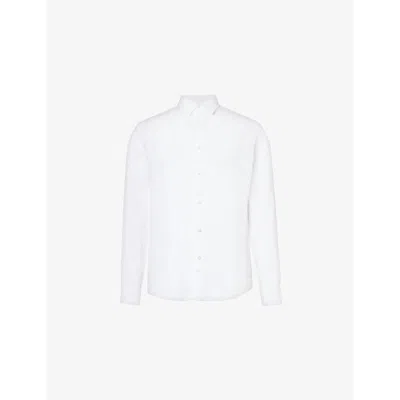 Sunspel Mens Spread-collar Long-sleeve Linen Shirt White