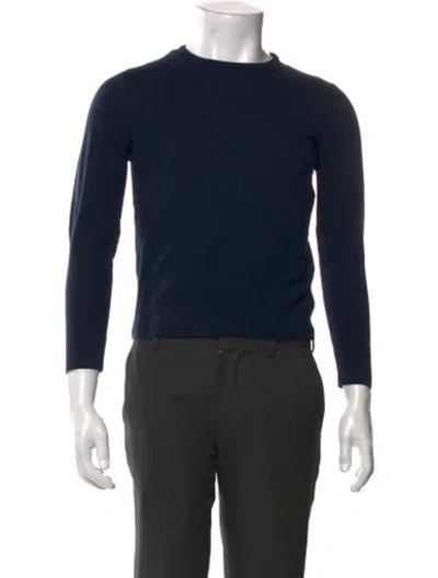 Pre-owned Sunspel Merino Wool Crew Neck Pullover In Blue