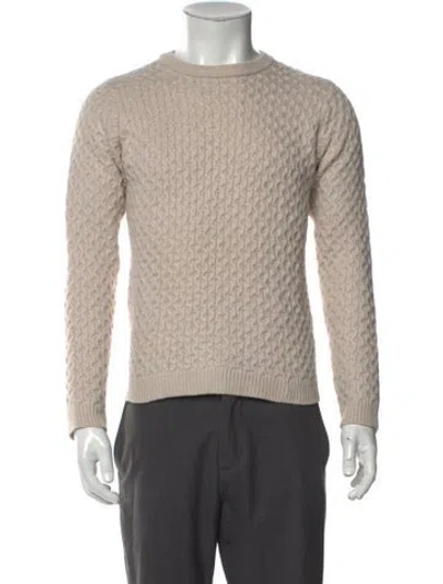 Pre-owned Sunspel Merino Wool Crew Neck Pullover In Neutral