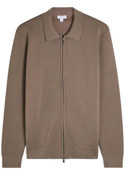 Sunspel Merino Wool Jacket In Sand