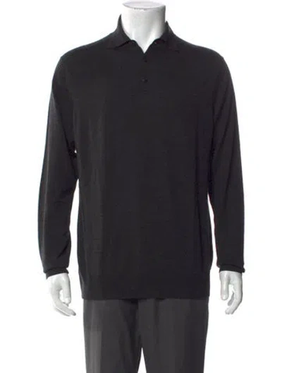 Pre-owned Sunspel Merino Wool Long Sleeve In Black