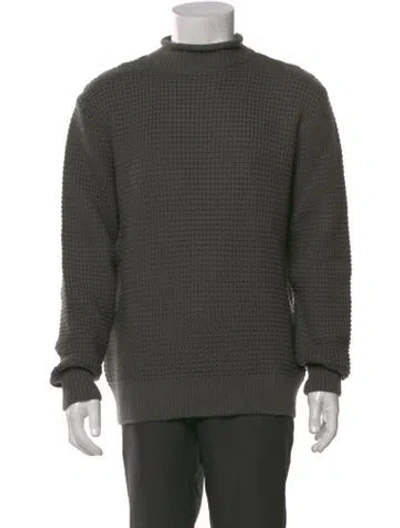Pre-owned Sunspel Merino Wool Mock Neck Pullover In Green