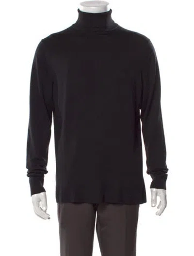 Pre-owned Sunspel Merino Wool Turtleneck Pullover In Black
