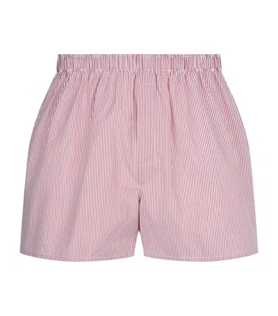 Sunspel Mini Check Boxers In Red
