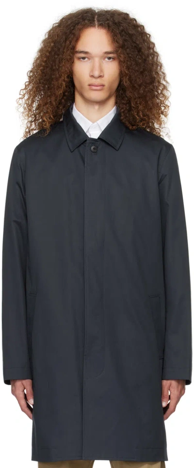 Sunspel Navy Buttoned Coat
