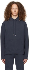 Sunspel Navy Drawstring Hoodie In Navy