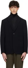 Sunspel Navy Heavy Wool Blazer In Navy