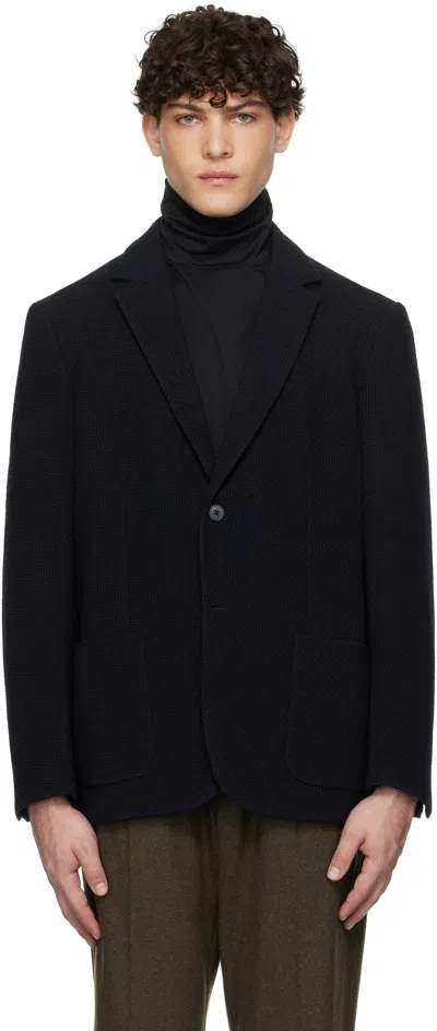 Sunspel Navy Heavy Wool Blazer