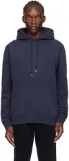 Sunspel Navy Loopback Hoodie In Navy