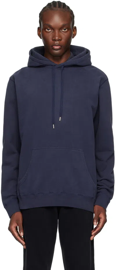 Sunspel Navy Loopback Hoodie