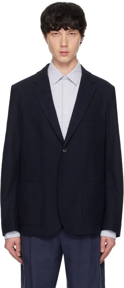 Sunspel Navy Piqué Unstructured Blazer