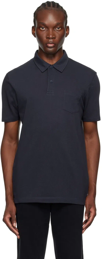 Sunspel Patch-pocket Polo Shirt In Navy