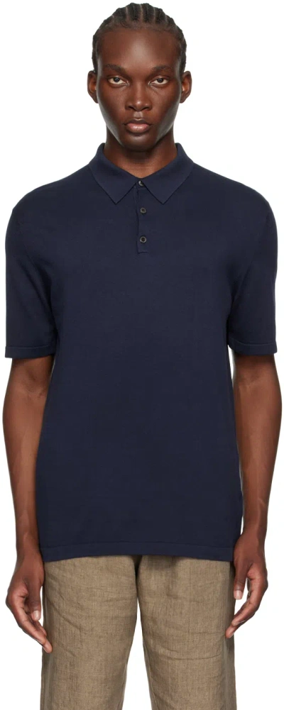 Sunspel Navy Sea Island Cotton Polo In Light Navy