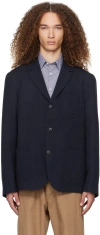 Sunspel Navy Three-button Blazer In Dark Navy