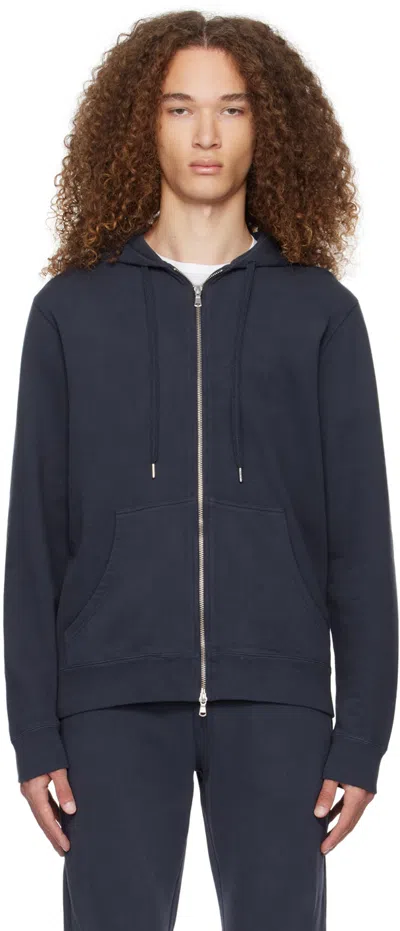 Sunspel Navy Zip Hoodie
