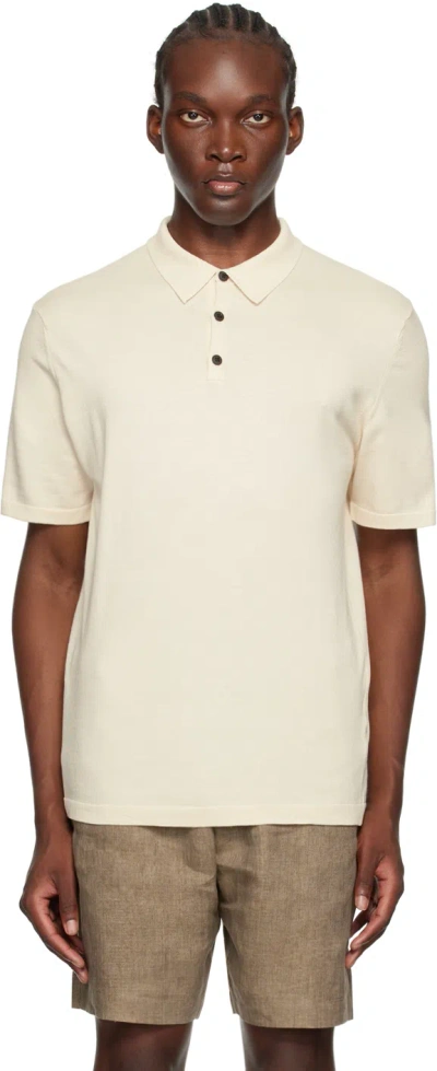 Sunspel Off-white Sea Island Cotton Polo In Undyed