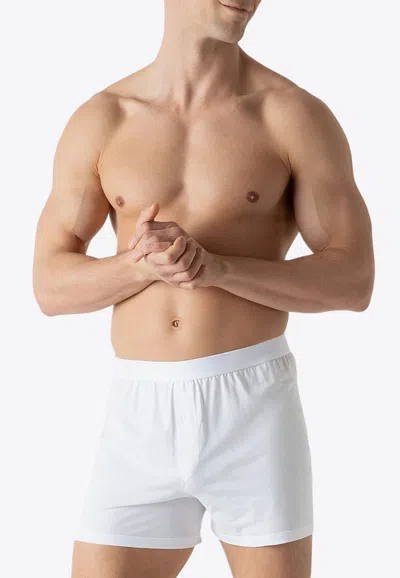 Sunspel One‑button Logo Boxer Shorts In White