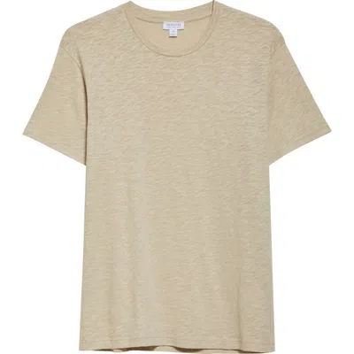 Sunspel Pima Cotton & Linen Slub T-shirt In Ash Grey
