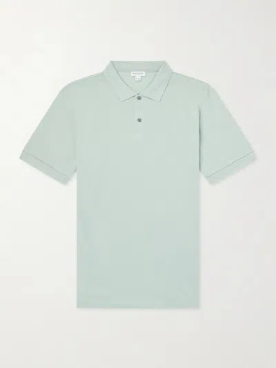 Sunspel Pima Cotton-piqué Polo-shirt In Green