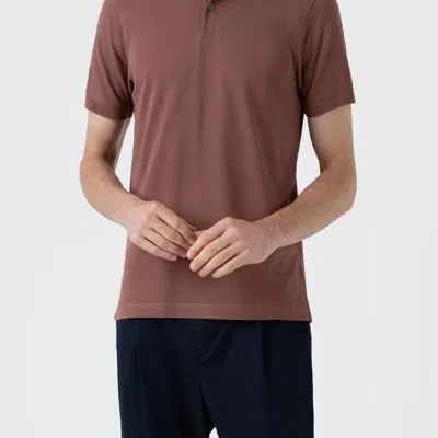 Sunspel Pique Polo Shirt In Brown