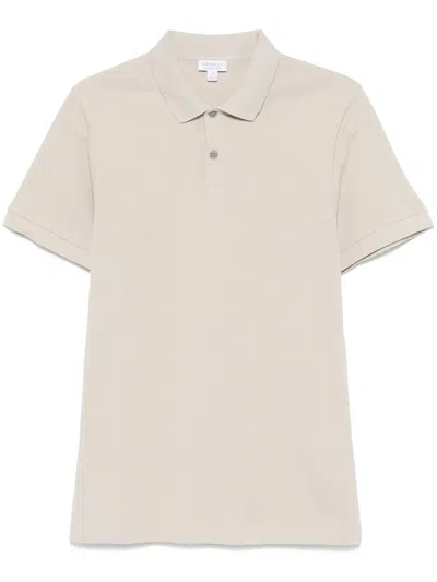 Sunspel Piqué Polo Shirt In Neutrals
