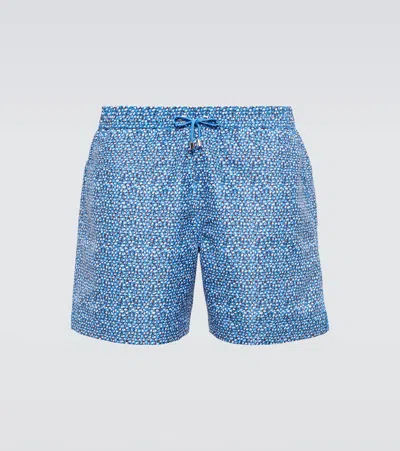 Sunspel Printed Swim Shorts In Blue
