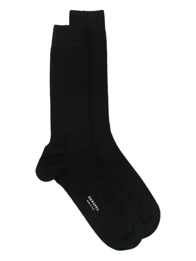 Sunspel Ribbed Socks In Black
