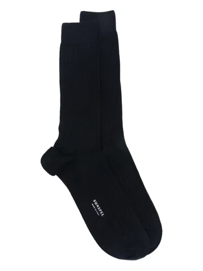 Sunspel Ribbed Socks In Blue