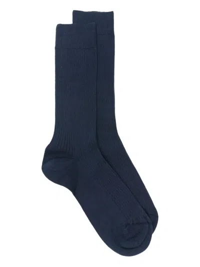 Sunspel Ribbed Socks In Blue