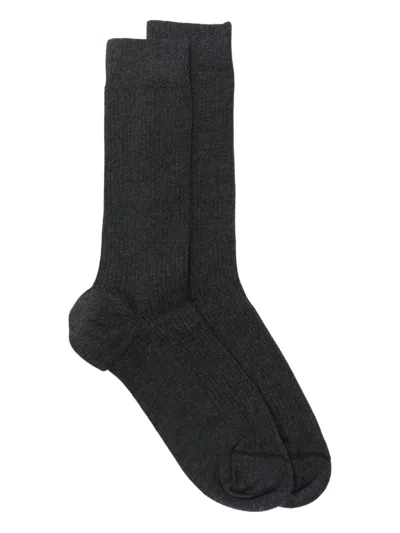 Sunspel Ribbed Socks In Gray