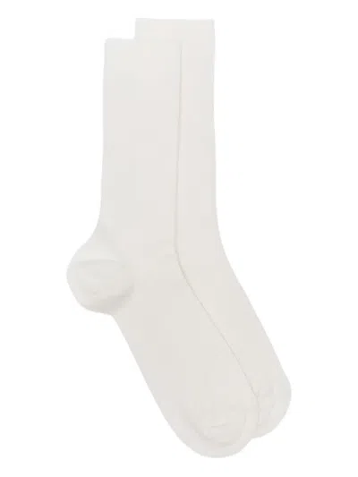 Sunspel Ribbed Socks In White