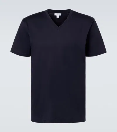 Sunspel Riviera Cotton Jersey T-shirt In Blue