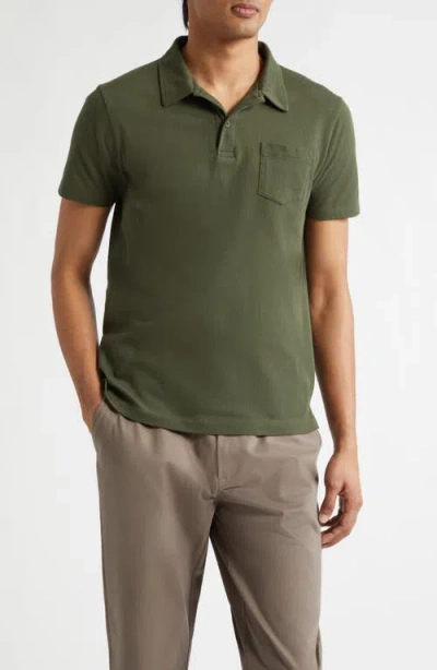 Sunspel Chest-pocket Polo Shirt In Green