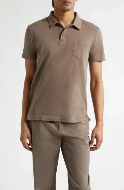 Sunspel Riviera Cotton Piqué Polo In Neutral