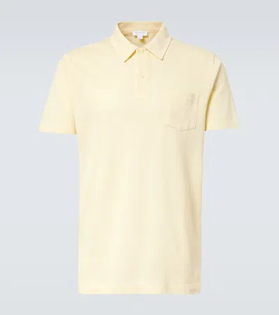 Sunspel Riviera Cotton Polo Shirt In White