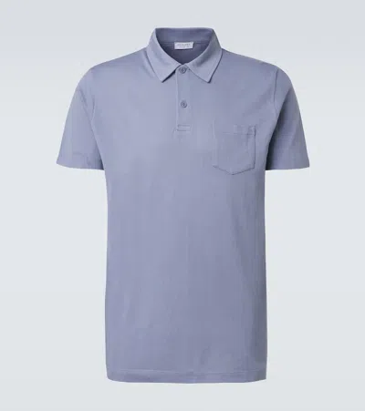 Sunspel Riviera Cotton Polo Shirt In Blue