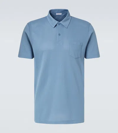Sunspel Riviera Cotton Polo Shirt In Blue