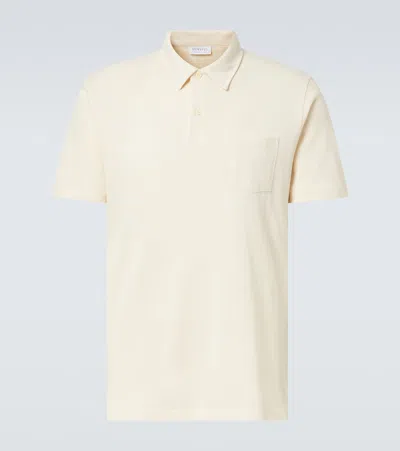 Sunspel Riviera Cotton Polo Shirt In White