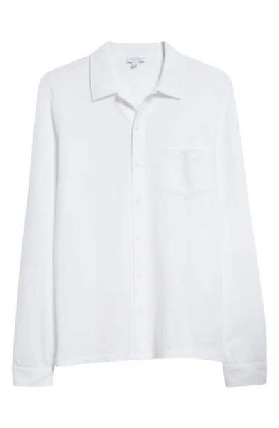 Sunspel Riviera Long Sleeve Cotton Mesh Button-up Shirt In White