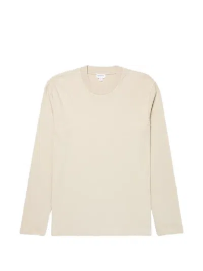 Sunspel Riviera Long-sleeve Cotton T-shirt In Metallic