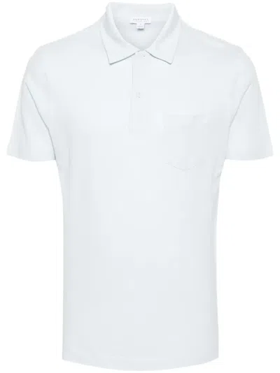 Sunspel Riviera Mesh Polo Shirt In Blue