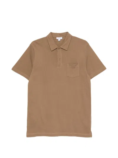 Sunspel Riviera Pocket Polo Shirt In Brown