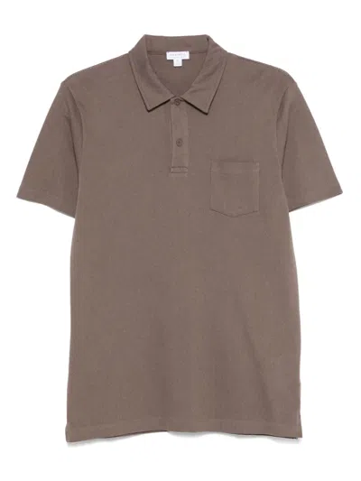 Sunspel Riviera Polo Shirt In Brown