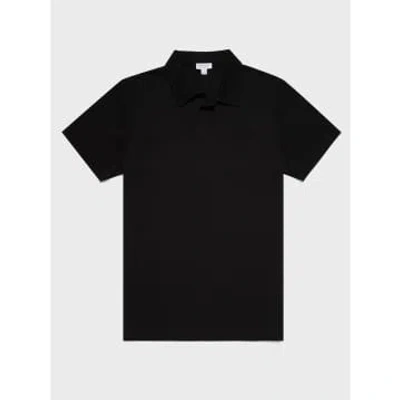 Sunspel Riviera Polo Shirt In Black