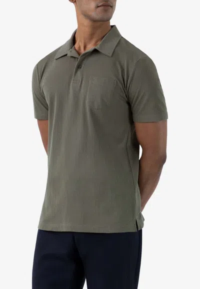 Sunspel Riviera Short-sleeved Polo T-shirt In Khaki
