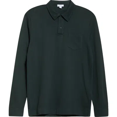 Sunspel Riviera Supima® Cotton Piqué Polo In Holly Green