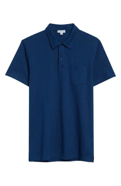 Sunspel Riviera Supima® Cotton Piqué Polo In Indigo